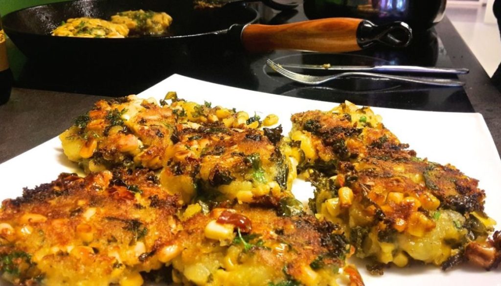 Potato, kale and corn patties