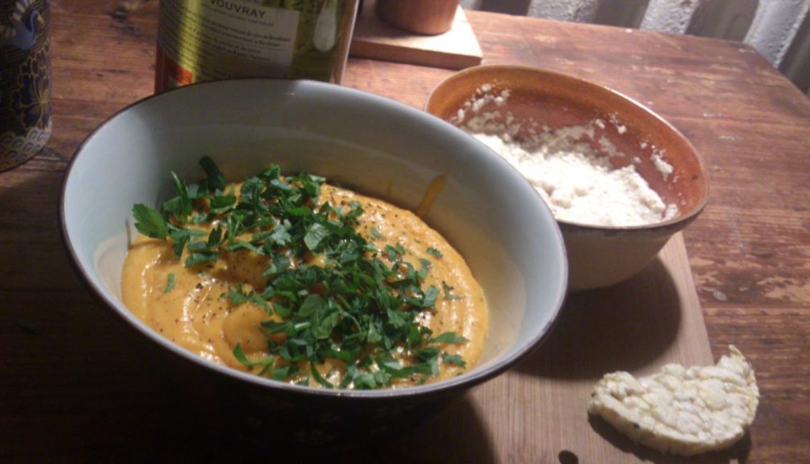 Carrot soup with cashew nut cream
