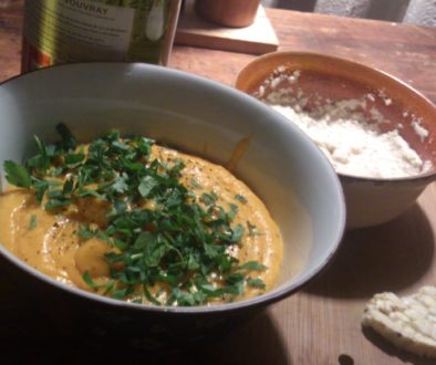 Carrot soup with cashew nut cream