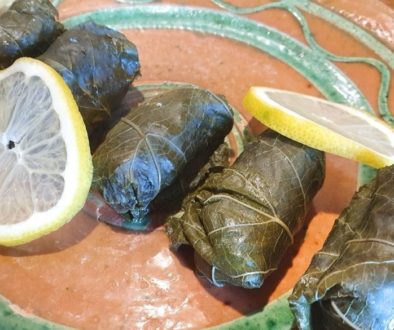 Greek dolma filled with minced lamb and rice