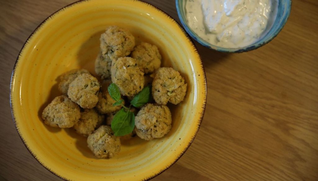 Zucchini-feta cheese balls (Kolokithokeftedes)