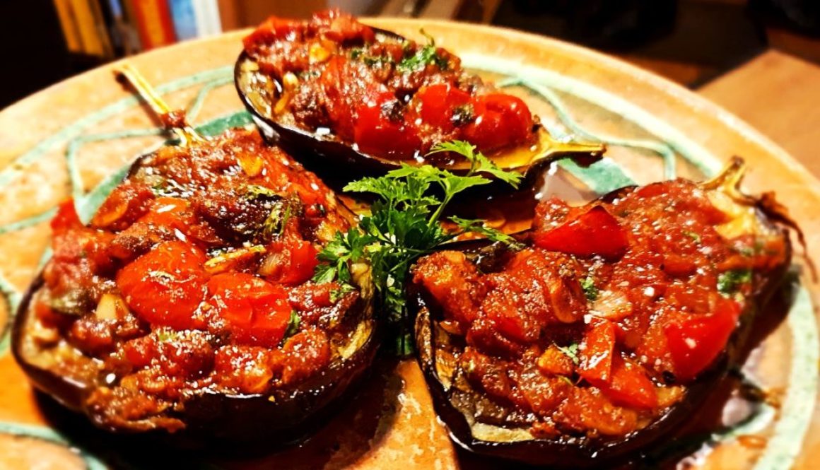 Tomato stuffed eggplants