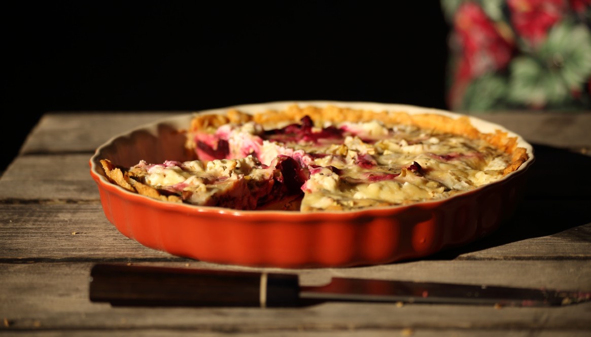 Beet-goat cheese quiche