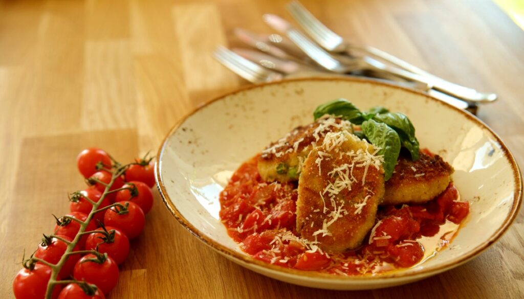 Green risotto and risotto cakes