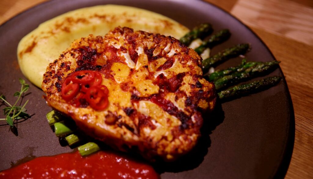 Cauliflower Steak with Harissa-Tomato Sauce