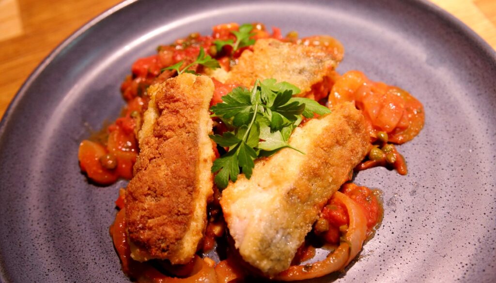 Breaded Fish in Italian Tomato Sauce