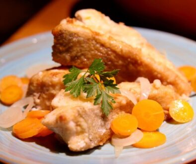 Breaded pike perch in vinegar marinade