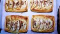 Puff pastry pie with pear, camembert cheese and walnuts