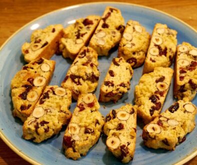 Cantucci cookies with hazelnuts and cranberries